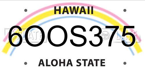 6OOS375 Hawaii License Plate