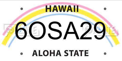 6OSA29 Hawaii License Plate
