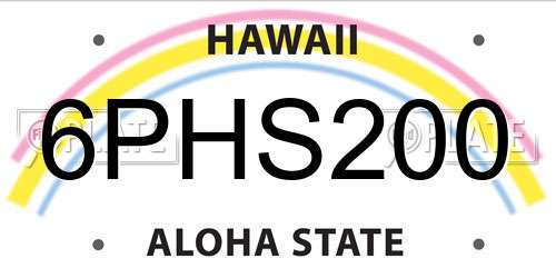 6PHS200 Hawaii License Plate