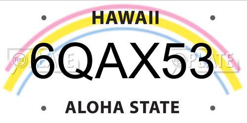 6QAX53 Hawaii License Plate