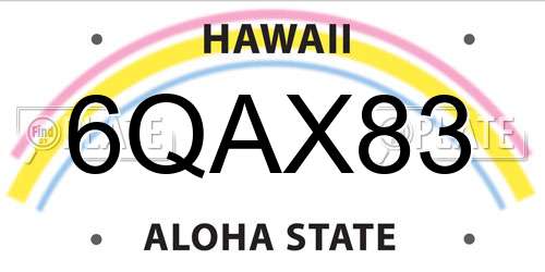 6QAX83 Hawaii License Plate
