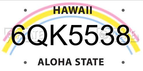 6QK5538 Hawaii License Plate
