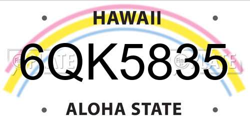 6QK5835 Hawaii License Plate