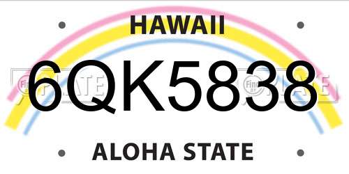 6QK5838 Hawaii License Plate