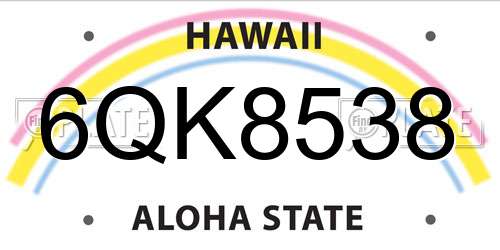 6QK8538 Hawaii License Plate