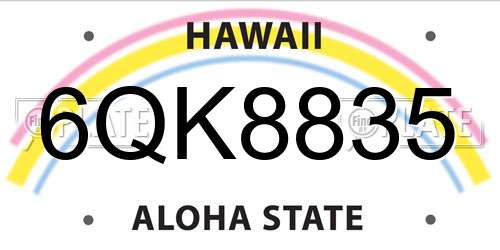 6QK8835 Hawaii License Plate