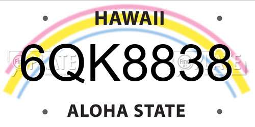 6QK8838 Hawaii License Plate