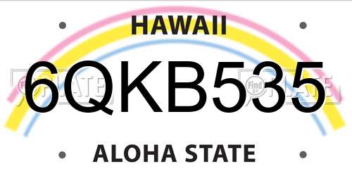 6QKB535 Hawaii License Plate