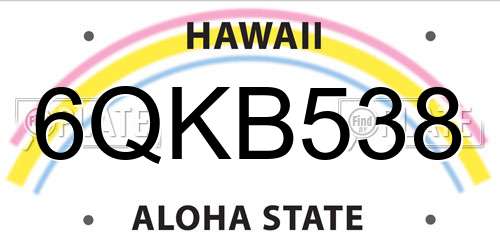 6QKB538 Hawaii License Plate