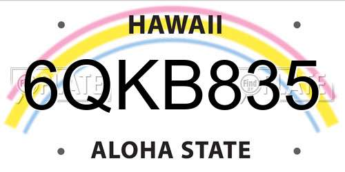 6QKB835 Hawaii License Plate