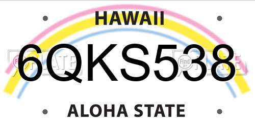 6QKS538 Hawaii License Plate