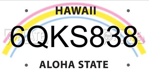 6QKS838 Hawaii License Plate