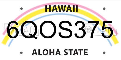 6QOS375 Hawaii License Plate
