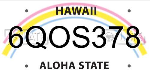 6QOS378 Hawaii License Plate