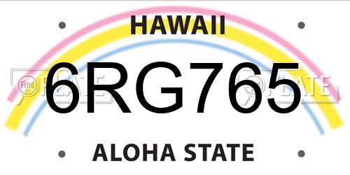 6RG765 Hawaii License Plate