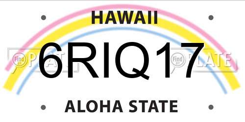 6RIQ17 Hawaii License Plate
