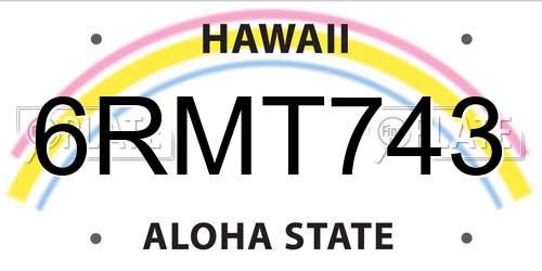 6RMT743 Hawaii License Plate