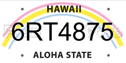 6RT4875 Hawaii License Plate
