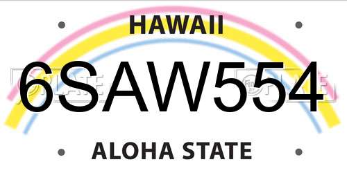 6SAW554 Hawaii License Plate