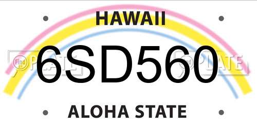 6SD560 Hawaii License Plate