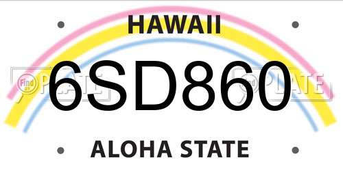 6SD860 Hawaii License Plate