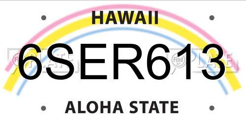 6SER613 Hawaii License Plate