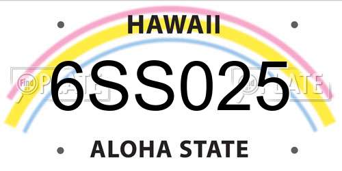 6SS025 Hawaii License Plate