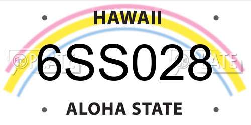 6SS028 Hawaii License Plate