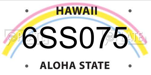 6SS075 Hawaii License Plate