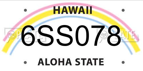 6SS078 Hawaii License Plate