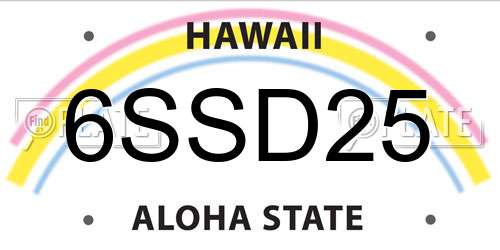 6SSD25 Hawaii License Plate