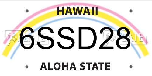 6SSD28 Hawaii License Plate