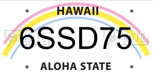 6SSD75 Hawaii License Plate