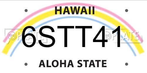 6STT41 Hawaii License Plate
