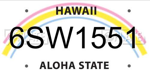 6SW1551 Hawaii License Plate