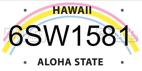 6SW1581 Hawaii License Plate