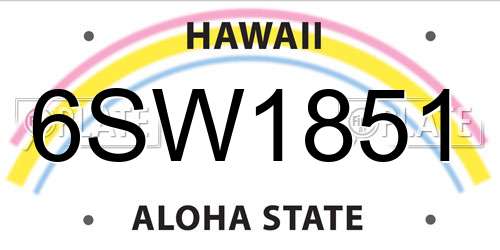 6SW1851 Hawaii License Plate