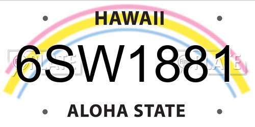 6SW1881 Hawaii License Plate