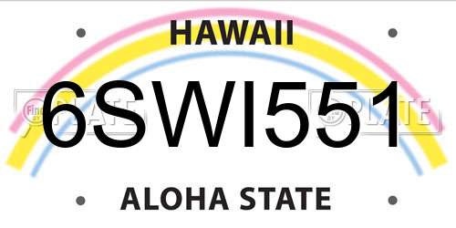 6SWI551 Hawaii License Plate
