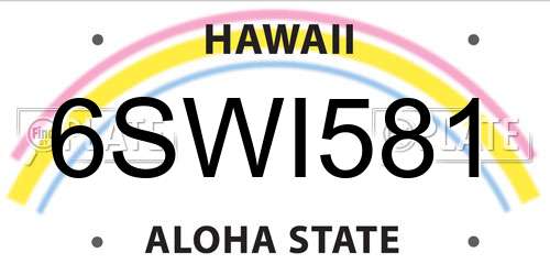 6SWI581 Hawaii License Plate