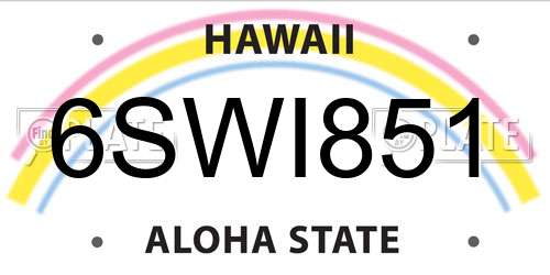 6SWI851 Hawaii License Plate