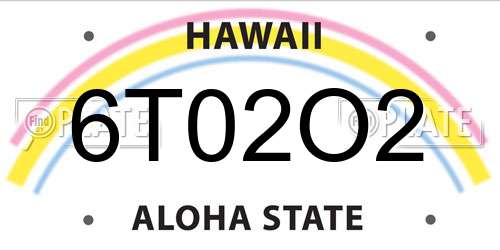 6T02O2 Hawaii License Plate