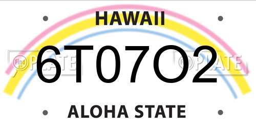 6T07O2 Hawaii License Plate