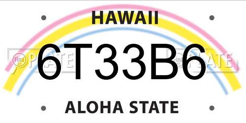 6T33B6 Hawaii License Plate
