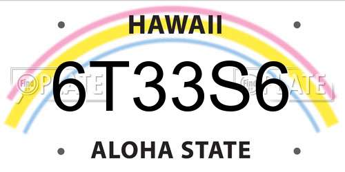 6T33S6 Hawaii License Plate