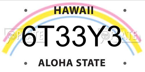 6T33Y3 Hawaii License Plate