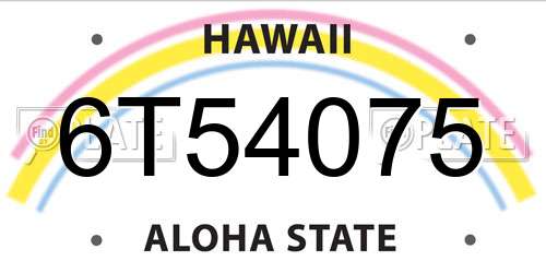 6T54075 Hawaii License Plate