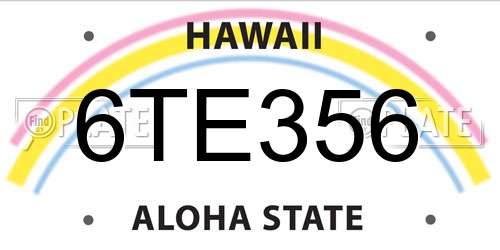 6TE356 Hawaii License Plate