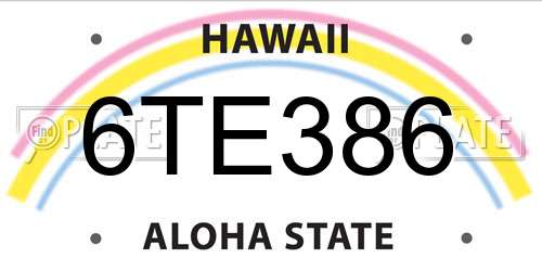 6TE386 Hawaii License Plate