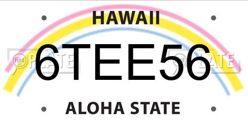 6TEE56 Hawaii License Plate